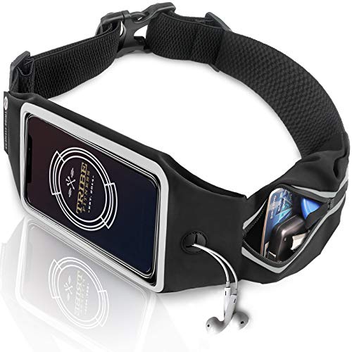 TRIBE Running Belt Waist Pack Phone Holder for Running. Slim Fanny Pack for Running, Gym Workout, Sport, Athletic Walking Women & Men. Runners Buddy Bag Flipbelt Packs with Zipper Pocket & Cell Pouch!