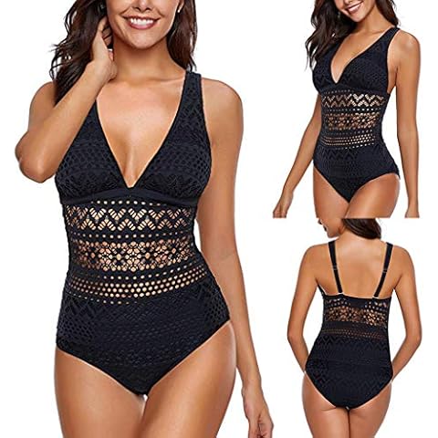 BlancsserD Swimming Costume Women One-Piece Swimsuits V Neck Swimming Costume Tummy Control Swimwear High Waisted Swimsuits Cover