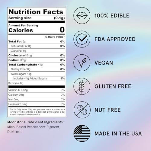 Fancy Sprinkles Moonstone Iridescent Edible Glitter Set, 100% Edible Glitter for Sparkling Food & Drinks, No Taste or Texture, (3 jars Of Moonstone Iridescent, 4gm each)