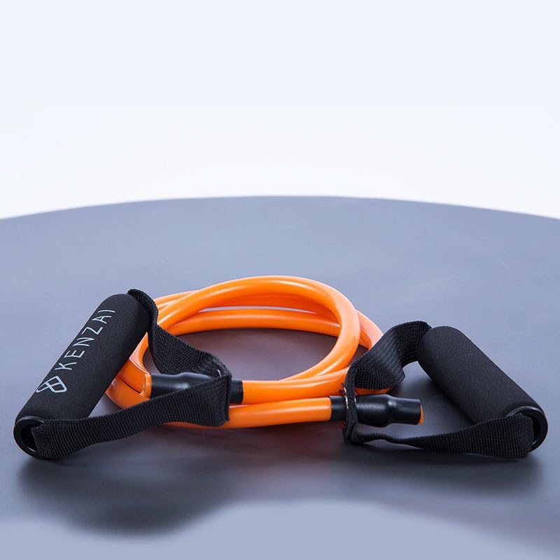 Miniatura 5 de Kenzai Juego de ejercicios de bandas de resistencia con asas, tubos de fitness multicolores, equipo de entrenamiento de fuerza para entrenamientos