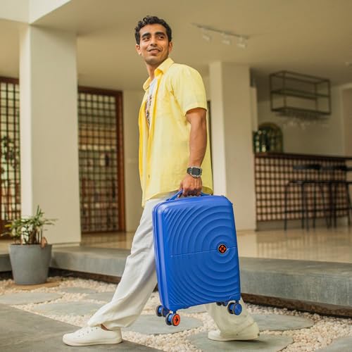 Image of Nasher Miles Polypropylene Spinner Seattle Hard-Sided Cabin Luggage 20 inch | 55cm | 8 Wheels Small Trolley Bag for Travel | Suitcase (Dark Blue)