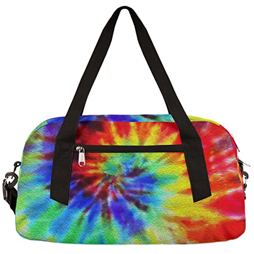 Rainbow Tie Dye Kids Duffel Bag for Girls Boys Teens, Rainbow Oil Painting Dance Bag Overnight Small Duffel Bag Carry On Weekend Sports Gym Travel Bag for School Practice Gymnastics Ballet