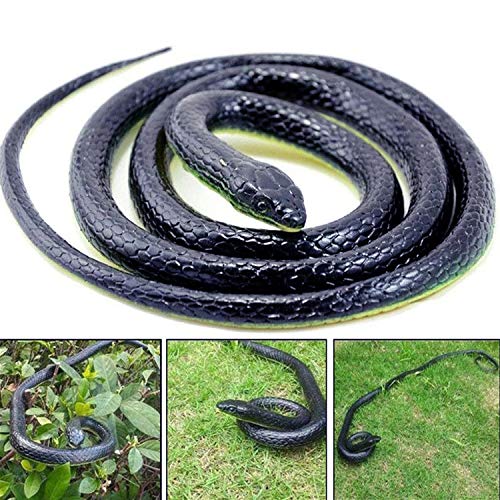 AHZI 50 Inch Long Realistic Garden Rubber Snake Fake Snakes Fool's Day Halloween Novelty Toy,B11(Single)