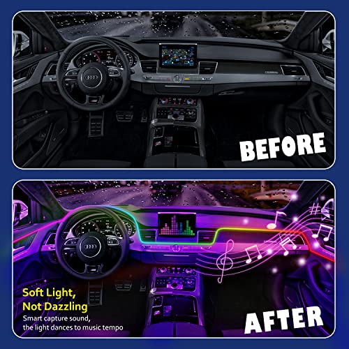 Hmyc Car Interior Ambient Lights,18 In 1 128 Colorful Led Acrylic Fiber Optic Strip,Universal Multiple Modes Decoration Atmosphere With Music Sync Rhythm,App Control,Rgb Neon Lighting For All Cars #TOP5