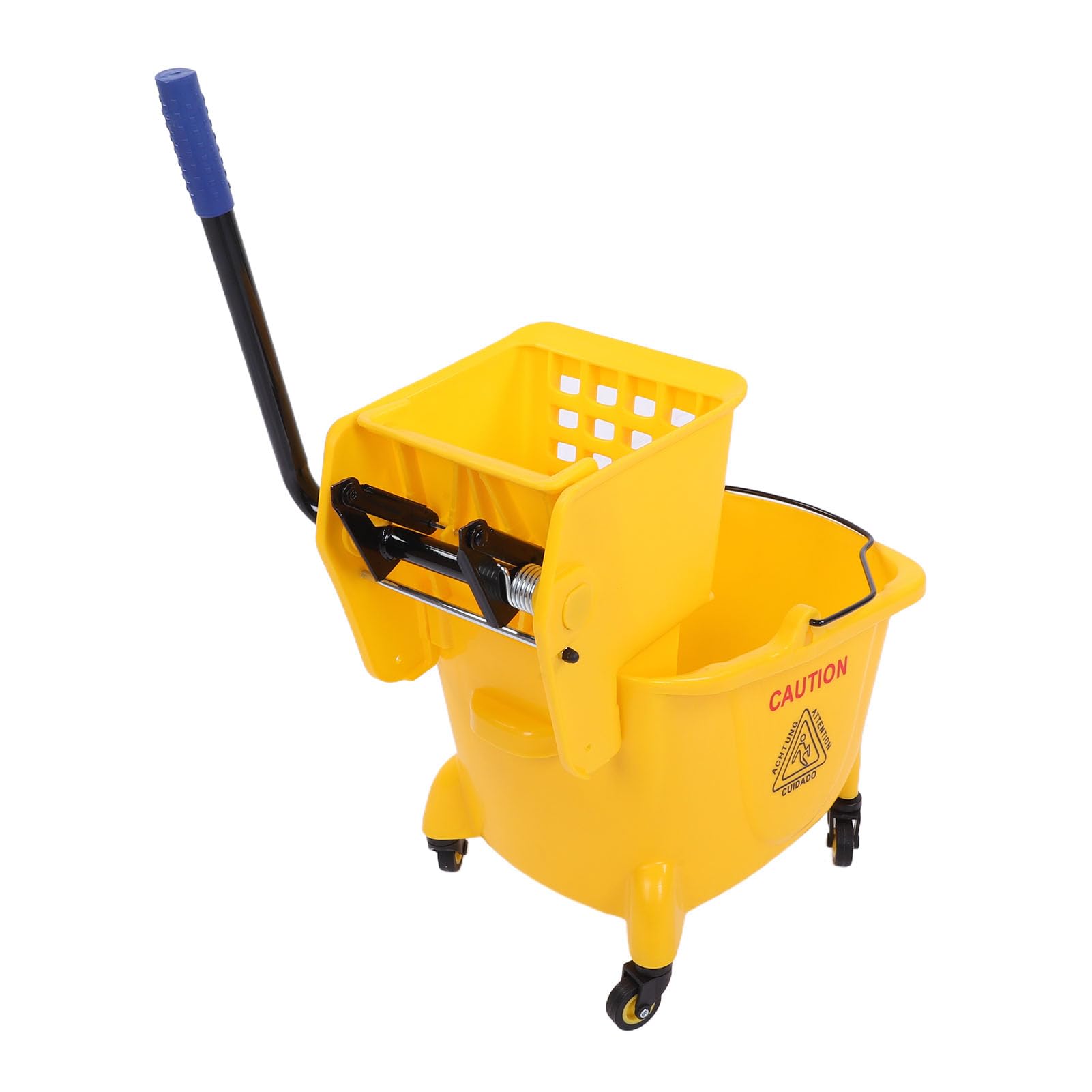 Generic Cubo para Fregona Comercial, Cubo para Fregona con Ruedas, Escurridor Lateral de Alta Resistencia de 24 Litros, Carro de Limpieza de Suelo Industrial Portátil con Ruedas de 360° para el Hogar,