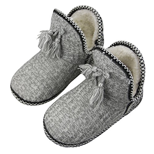 Womens Cashmere Knit Ankle Bootie Slippers Warm Cotton Quilted House Slippers Non-slip Indoor Slippers3