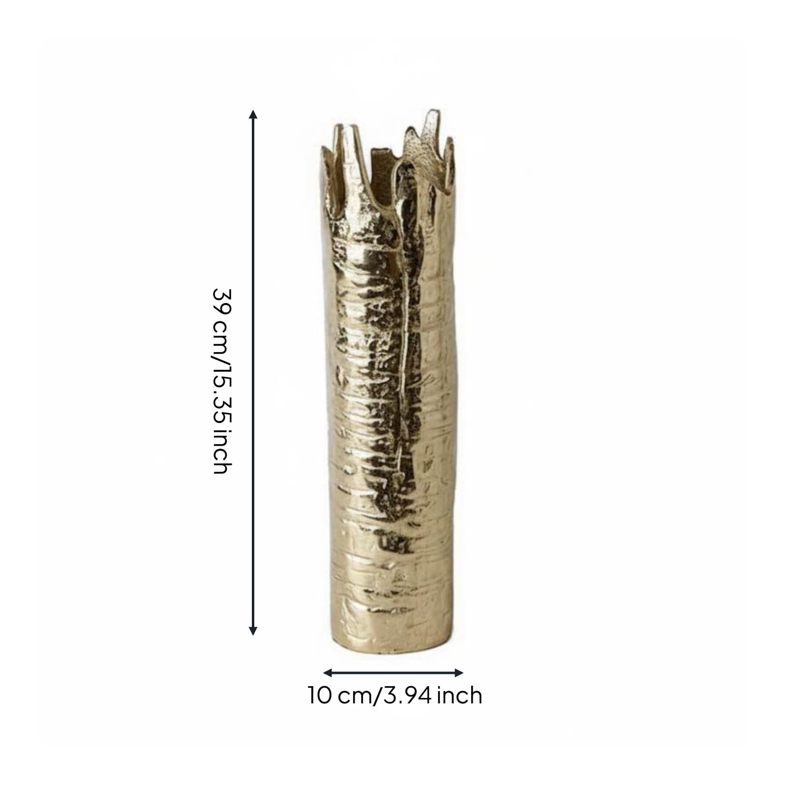 Jarrón Decorativo Cilíndrico Florero Metálico Centro de Mesa Recipiente para Ramas Acabado Artesanal Que Arreglos de, Jarrón De Aleación De Aluminio Dorado Pálido, Tamaño Grande