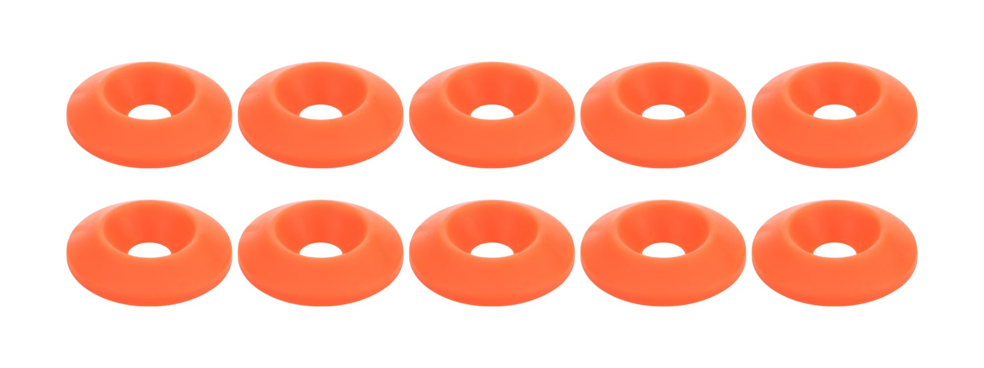 Allstar Performance ALL18699 Countersunk Washer - 0.25 in ID - 1 in OD - Plastic - Neon Orange - Set of 10