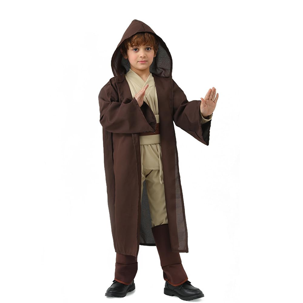 Al AoyamaJedi Costume Boys Jedi Robe Kids Cosplay Jedi Obi Wan Kenobi Costume Boys Jedi Knight Cosutme Outfit Hooded Robe