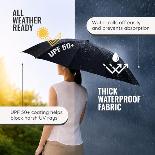 Image of Umbrella, UV Big Size Umbrella for Sun Protection Rain Windproof Strong Large 3 Fold For Men Women Kids Boys Girls Perfect & Stylish Windproof & Compact