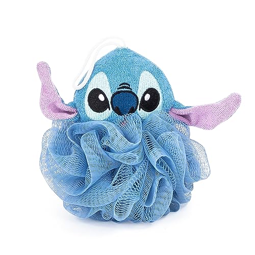 Jay Franco Disney Lilo & Stitch 2 Piece Bathroom Set – White & Blue Floral Shower Curtain & Loofah Body Scrubber - image 2
