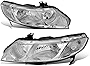 [Halogen Model] Factory Style Headlights Assembly Compatible with Honda Civic 4-Door Sedan 06-11, Driver and Passenger Side, Chrome Housing Clear Corner
