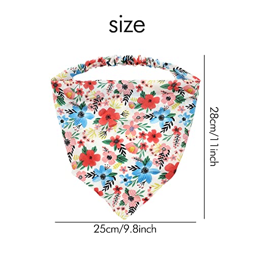 Lawie 15 Pack Large Solid Colorful Floral Bandana Headband Triangle Satin Silk Blank Plain Boho Hair Scarf Headbands Elastic Kerchief Neckerchief Head Neck Scarves Hand Wrap Hairbands for Women Girl2