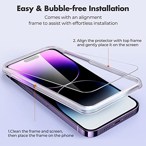 Image of UNBREAKcable 3-Pack Screen Protector for iPhone 14 Pro Max, Double Shatterproof Tempered Glass [Easy Installation Frame] [9H Hardness] [99.99% HD Clear] [Case Friendly] for iPhone 6.7 inch