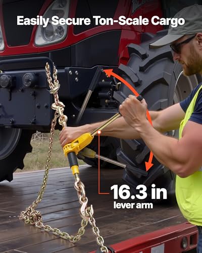 Image of VEVOR Ratchet Chain Binder, 5 /16 in x 10 ft G80 Chains, 8000 lbs Working Load of Ratchet Load Binder, Chains and Binders Set, Tie Down Hauling Chain Binders for Hauling, Towing, Logging, Lifting