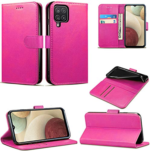 Mobile Stuff Funda para Samsung Galaxy A12, piel sintética de alta calidad, cierre magnético, protección completa, diseño de libro con ranuras para tarjetas y soporte para Galaxy A12 / A12 5G (rosa)