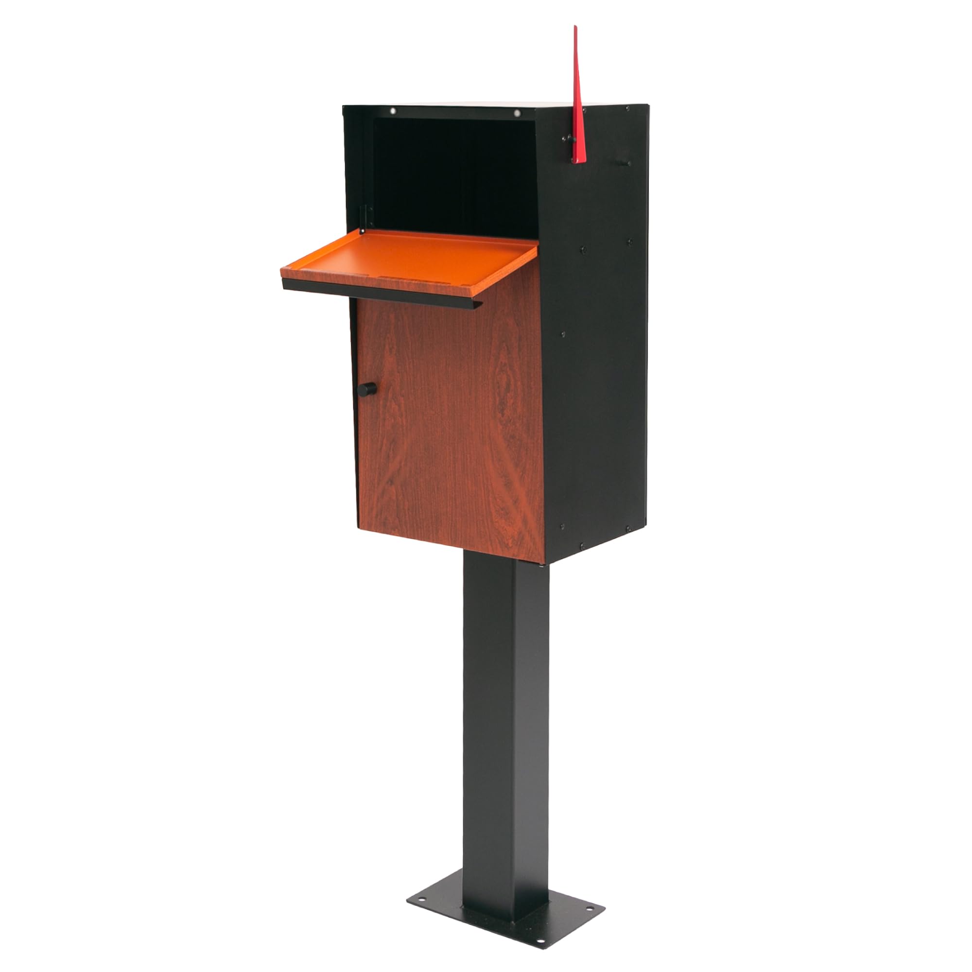 Ilyapa Modern Mailbox with Post and Package Drop Box - 14x12.5x50 in. Large Mailboxes for Outside with 18 in. Delivery Box for Packages & 26 in. Mail Box Post Ground Mount or Sleeve Over Existing 4x4