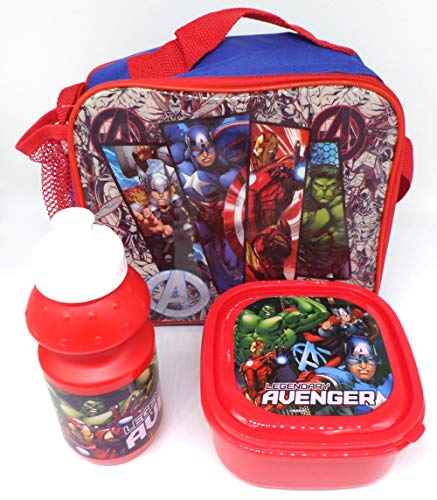 TDL Marvel Avengers Ensemble-Cadeau Sac Isotherme + Bidon + Boîte À Déjeuner - Licence Officielle - Lunch Bag + Sports Bottle + Sandwich Box - Gift Bundle