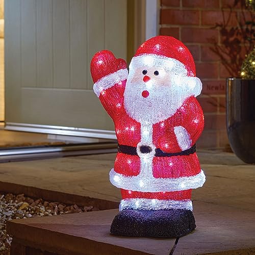 Festive Lights 28cm LED Weihnachtsfigur aus Acryl Weihnachtsmann...
