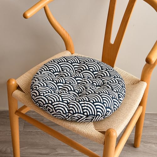 DOTBUY-SHOP Cojines Sillas Jardin Pack 4 Cojines Redondos Cojines de Asiento para Sillas de Terraza Cocina Patio Balcón Salón, 40x40,45x45 para Decoración Interior o Exterior (40cm/15.7’’,Onda)