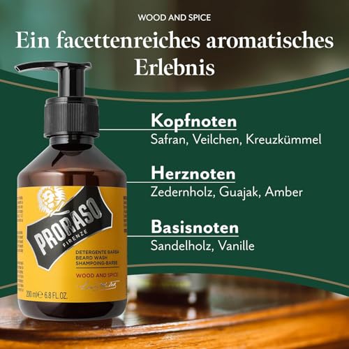 Foto von Proraso Beard Wash Wood & Spice, 200 ml