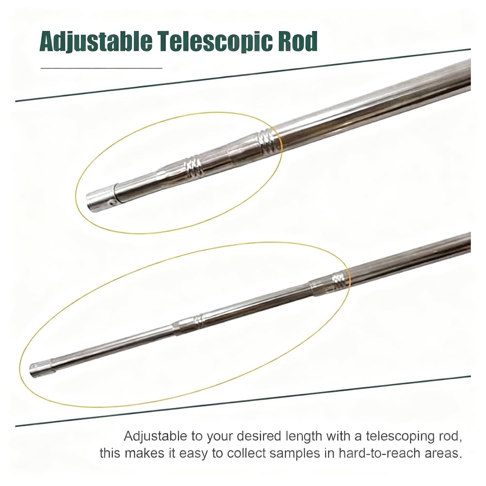 Mestolo per Campionamento dell'Acqua Telescopico in Acciaio Inossidabile con Beccuccio Graduato,Becher a Pendolo da 500/1000ml,Asta per Campionamento dell'Acqua,500ml,3.64~9.8ft/1.11~3.0m