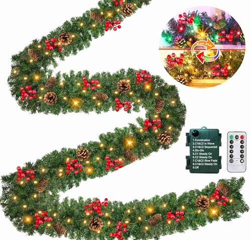 Remote Control 18 FT Extra Long Prelit Christmas Garland with