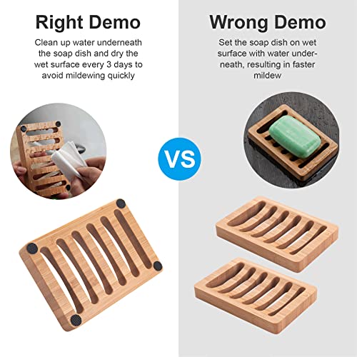 Amazerbath Soap Dish, Bamboo Soap Dish, 2 Pack Soap Holder For Shower, Soap Savers For Bar Soap, Soap Dishes For Bathroom, Soap Tray Self Draining (Natural Color) #TOP4