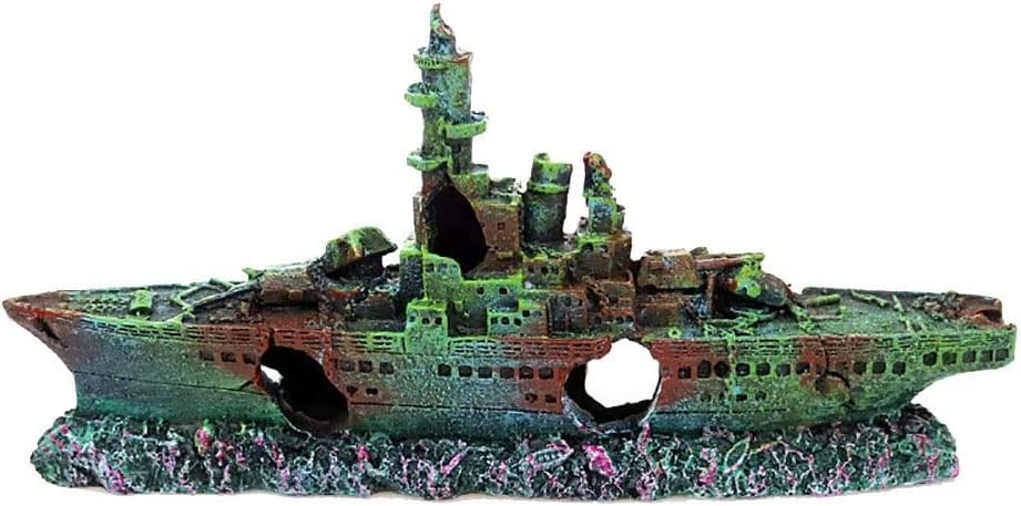 Akcesoria do akwarium, Dekoracje akwarium, dekoracje akwariowe, zagospodarowanie wraku z żywicy odpowiednie dla biznesu (kolor: zielony B, rozmiar: 23x5x11cm) (Size : Green B)