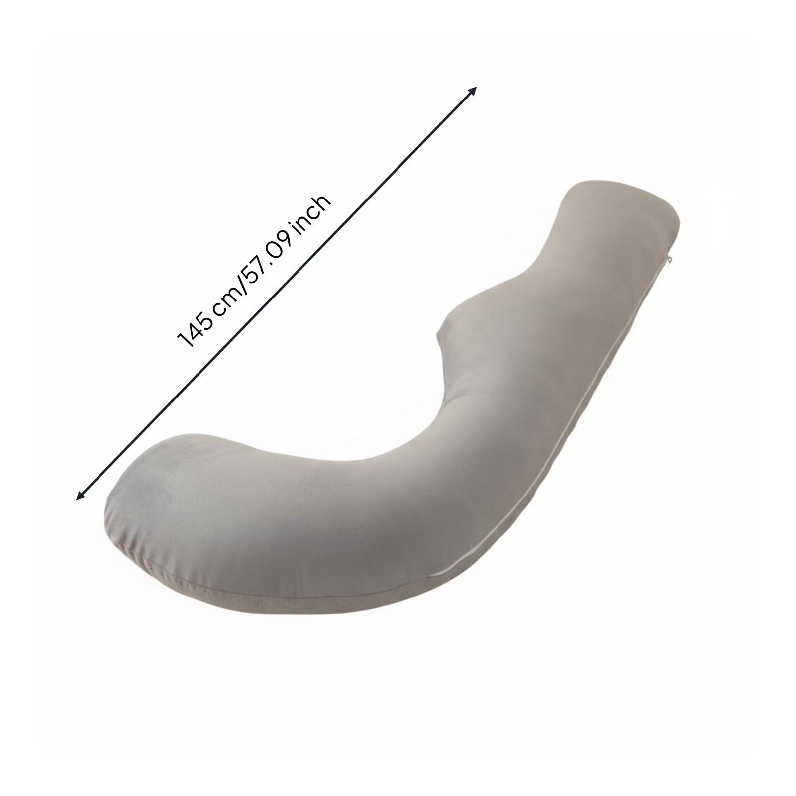 Qianly Almohada de Cuerpo Completo para Embarazadas Multifuncional Almohada de Embarazo Hipoalergénico para Madres Lactantes, Gris Claro, Terciopelo Cristal