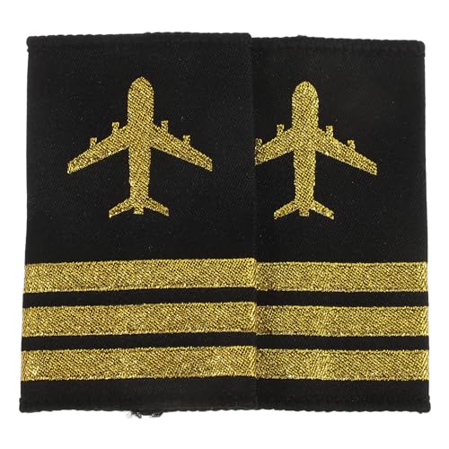 VANZACK Charreteras de Piloto de Aerolínea para 2 Piezas Emblemas de Uniforme de Vuelo 3 Barras Charreteras de Tela Suaves para Cosplay Disfraz Fiesta y Actuación Escenario