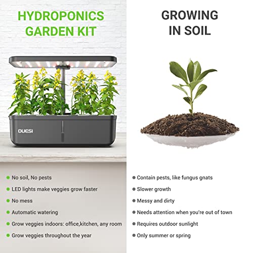 Indoor Garden Hydroponics Growing System, DUESI Upgrade 12 Pods Plant Germination Herb Kit with LED Grow Light, Hydrophonic Planter Grower Harvest Vegetable Lettuce for Hydroponic Gardeners (12 Pods) - Image 3