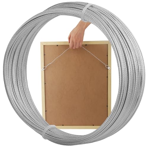Picture Hanging Wire 100 Feet Picture Frame Wire for Wall Frames Canvas Paintings Holiday Decor Artwork Garden Frames Patio Decor Photos Supports Up to 30lbs