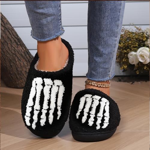 Afellicy Halloween Slippers for Women: Retro Memory Foam Shoes