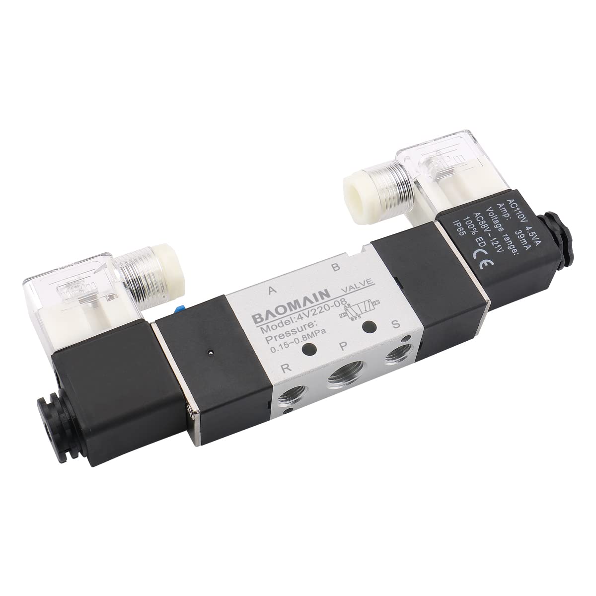 Heschen Elektrische Pneumatische Twin Magneetventiel 4V220-08 24VDC PT1/4 5 Manier 2 Positie Spruitstuk Base, Demper, Quick Fittings Set