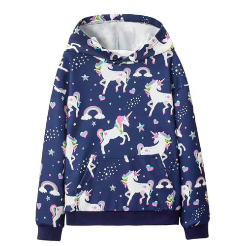Image of WELAKEN Girls and Toddlers' Pullover Printed Hoodie Sweatshirt with Kangaroo Pocket
