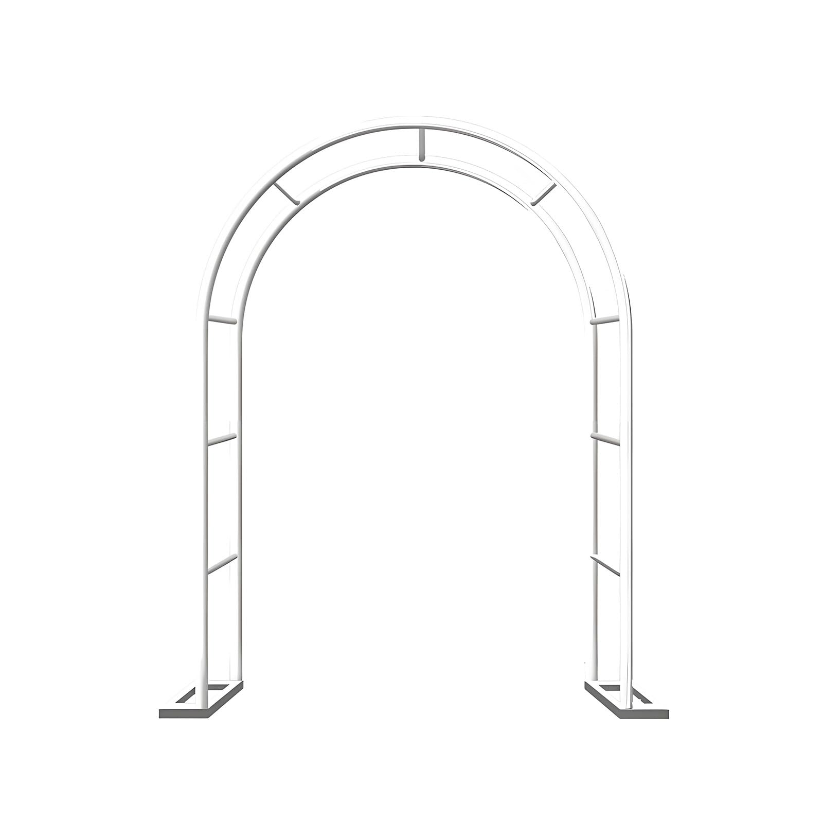 Metall-Gartenbogen für Kletterpflanzen, Rankgitter, Rosenbogen mit Sockel, für Außendekoration, Hochzeitszeremonie, Gartenparty (weiß, B 180 x H 220 cm)