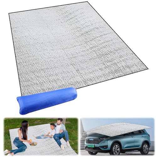 Queryifv Isoliermatte aus Aluminiumfolie, 200 x 150 cm Isomatte Camping Thermodecke Outdoor Isomatte Faltbar für Camping Yoga Sport