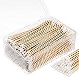Norme 500 Pieces Cleaning Swabs, Pointed/Round Tip with Wooden Handle Cleaning Swabs Buds for Jewelry Ceramics Electronics in Storage Case (6 Inch, Pointed Tip)