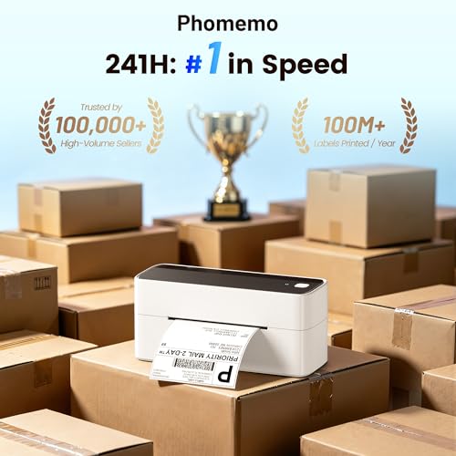 Image of Phomemo High-Speed Bluetooth Thermal Label Printer & 500Pcs 4x6 Thermal Shipping Label, Pink Labels Printers for Shipping Package, Compatible with iPhone, Android, Shopify, Amazon, USPS
