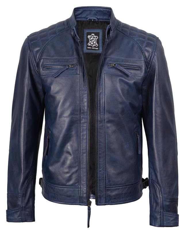 Image of Decrum Leather Jacket Men - Cafe Racer Style Real Lambskin Leather Jackets For Men