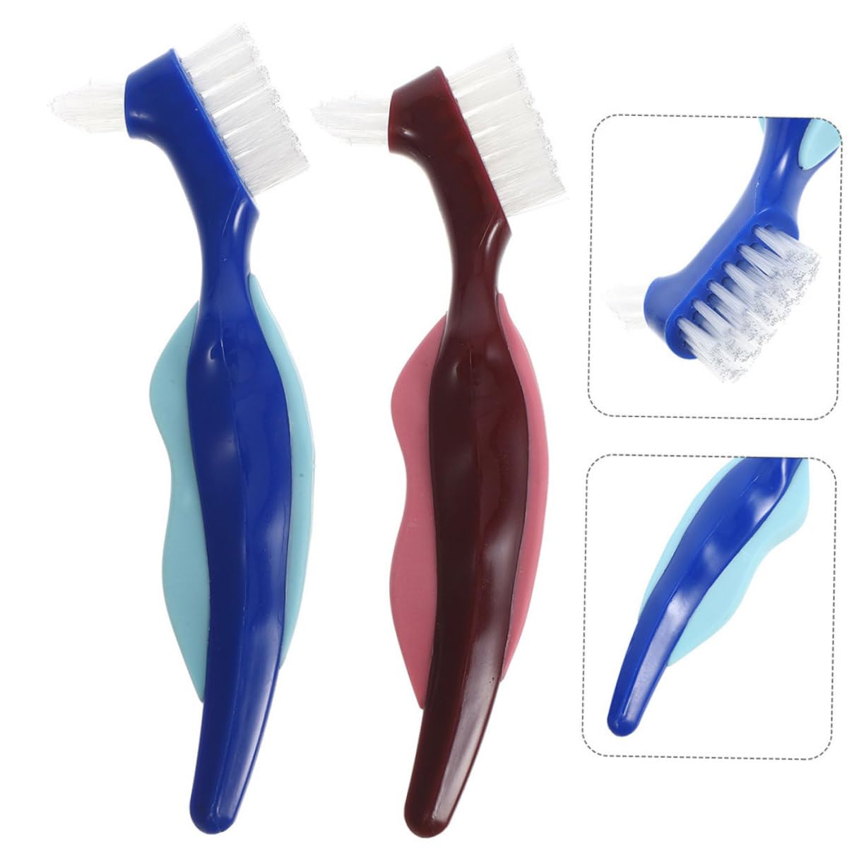 CALLARON 10pezzi Spazzolini Per Dentiere Testine Doppie Spazzole Per La Dentiere Facili Usare Design Compatto e Portatile