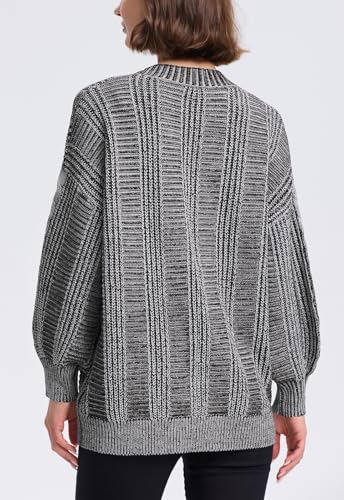 Cakulo Womens Oversized Chunky Cable Knit Cardigan Sweaters 2024 Fall Open Front Button Women Cardigans Pocket Black White Xl thumb #4