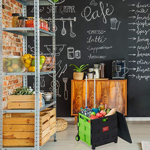 Relaxdays Einkaufstrolley klappbar, bis 35 kg, 50 l Kiste, mit Teleskopgriff, 2 Rollen, Transport...