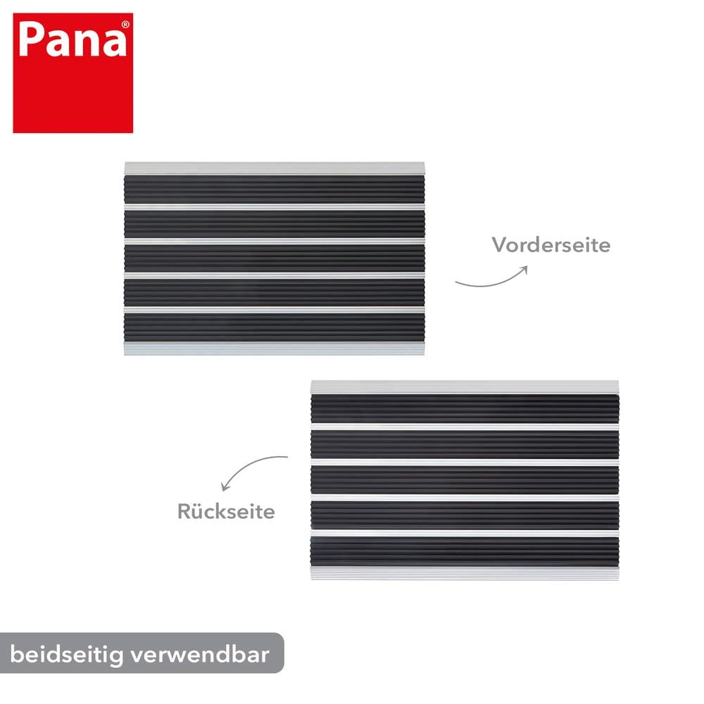 PANA® Aluminium Türmatte - Mit Schmutzfang-Einlage - 39x60cm - Schwarz | Fußmatte mit Nadelfilz Bürsten - Für Außen & Innen - Robuster Alu-Rahmen - Haustür Schmutzfangmatte - Wetterfest & rostfrei
