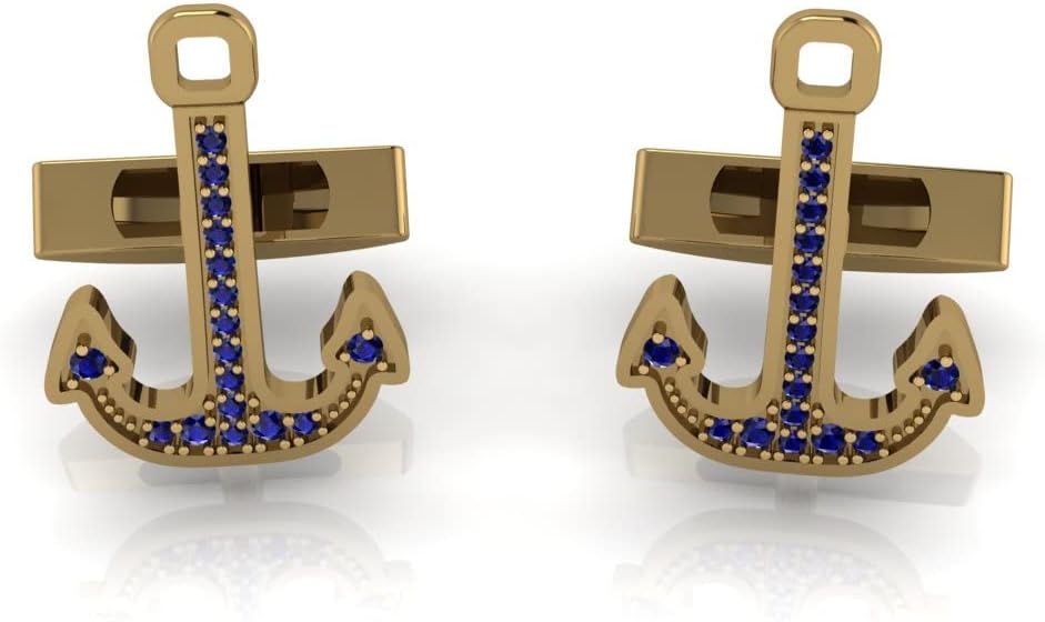 RATNAVALI ARTS 925 Sterling Silver Anchor Cufflinks for Men | Luxury Shirt Accessories for Men | Wedding, Party & Formal Wear Gift