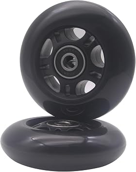 Inline Skate Wheels, 72mm 76mm 80mm, 8 Pack with ABEC-9 Bearings, 85A Hardness for Indoor, Outdoor Skating (Black, 80mm)