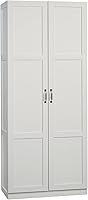 Sauder Select White Double Door Storage Cabinet, 71" Tall with 4 Adjustable Shelves - Pantry, Kitchen, Garage Organizer
