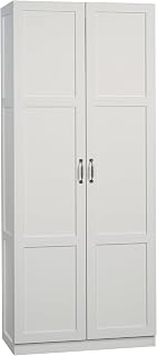 Sauder Select White Storage Cabinet with 4 Adjustable Shelves - 71" Tall Pantry Garage Organizer
