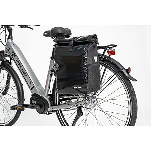 FISCHER Fahrrad Gepäckträgertasche Kurier, Fahrradtasche, Umhängetasche, Reflektor, 18 Liter, wasserabweisend, schwarz